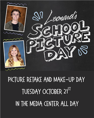 Picture retake and makeup day will be Tuesday October 21st